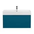 Тумба с раковиной подвесная выдвижными ящиком и внутренним ящиком CEZARES PREMIUM 90 Blu petrolio, раковина белая 190657