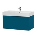Тумба с раковиной подвесная выдвижными ящиком и внутренним ящиком CEZARES PREMIUM 90 Blu petrolio, раковина белая 190657