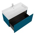 Тумба с раковиной подвесная выдвижными ящиком и внутренним ящиком CEZARES PREMIUM 90 Blu petrolio, раковина белая 190657