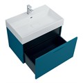 Тумба с раковиной подвесная выдвижными ящиком и внутренним ящиком CEZARES PREMIUM 70 Blu petrolio, раковина белая 190647