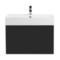 Тумба с раковиной подвесная выдвижными ящиком и внутренним ящиком CEZARES PREMIUM 70 Nero opaco, раковина белая 190646
