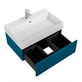 Тумба с раковиной подвесная и одним выдвижным ящиком CEZARES PREMIUM 70 Plisse Blu petrolio, раковина белая 190635