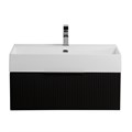 Тумба с раковиной подвесная и одним выдвижным ящиком CEZARES PREMIUM 70 Plisse Nero opaco, раковина белая 190634