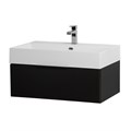Тумба с раковиной подвесная и одним выдвижным ящиком CEZARES PREMIUM 70 Plisse Nero opaco, раковина белая 190634
