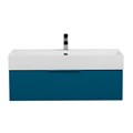 Тумба с раковиной подвесная и одним выдвижным ящиком CEZARES PREMIUM 90 Plisse Blu petrolio, раковина белая 190625