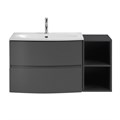 Тумба с раковиной из искусственного камня подвесная и открытым шкафчиком CEZARES ELETTRA 104 Grafite, раковина белая 190615