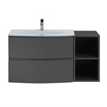 Тумба со стеклянной раковиной подвесная и открытым шкафчиком CEZARES ELETTRA 104 Grafite, раковина белая 190613