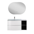 Тумба со стеклянной раковиной подвесная и открытым шкафчиком CEZARES ELETTRA 104 Bianco opaco, раковина белая 190612