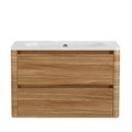 Тумба с раковиной подвесная CEZARES RELAX 80 Дуб карамельный, раковина белая без отверстия под смеситель 203962