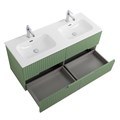 Тумба с раковиной подвесная с четырьмя ящиками CEZARES DUET-N 120 Фисташковый Софт, раковина белая с двумя чашами CZR-8073-120-2 190884