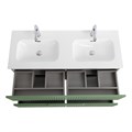Тумба с раковиной подвесная с четырьмя ящиками CEZARES DUET-N 120 Фисташковый Софт, раковина белая с двумя чашами CZR-8073-120-2 190884
