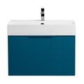 Тумба с раковиной подвесная выдвижными ящиком и внутренним ящиком CEZARES PREMIUM 70 Plisse Blu petrolio, раковина белая 190652