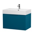 Тумба с раковиной подвесная выдвижными ящиком и внутренним ящиком CEZARES PREMIUM 70 Plisse Blu petrolio, раковина белая 190652