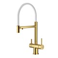 Смеситель Splenka для кухни с подключением к фильтру съёмный гибкий излив с магнитным фиксатором, сатин золотой (S70.63.03) S70.63.03