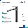Смеситель для настольного  умывальника, графит, Rora, Milardo, RORGM01M01 RORGM01M01