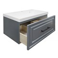 Комплект Тумба Azario LAURA 80/1 800х450х455 подвесная, с раковиной CLASSIK 80, серый матовый, фурнитура черная (CS00096987) CS00096987