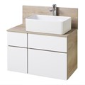Тумба под раковину AQUATON Мишель 80 подвесная, Дуб Эндгрейн/Белый 1A244501MIX40 1A244501MIX40
