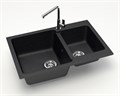 Кухонная мойка AZARIO Grand 765х500х190 двойная, искусственный мрамор, цвет Черный (CS00079903) CS00079903