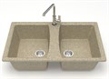 Кухонная мойка AZARIO Elmas 780х500х190 двойная, искусственный мрамор, цвет песочный (CS00078334) CS00078334