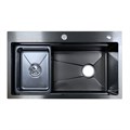 Кухонная мойка AZARIO NAOMI (750*460*220) нержавеющая сталь черный соты (сифон, сифон, корзина, доска) (AZB7546H) AZB7546H