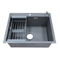 Кухонная мойка AZARIO NICOLE 600х500х220 нержавеющая сталь, в комплекте сифон, диспенсер, коландер, серый (AZG6050N) AZG6050N