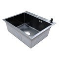 Кухонная мойка AZARIO NICOLE 600х500х220 нержавеющая сталь, в комплекте сифон, диспенсер,коландер, черная сталь (AZB6050N) AZB6050N