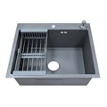 Кухонная мойка AZARIO NICOLE 500х500х220 нержавеющая сталь, в комплекте сифон, диспенсер, коландер, серый (AZG5050N) AZG5050N