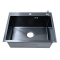 Кухонная мойка AZARIO NICOLE 500х500х220 нержавеющая сталь, в комплекте сифон, диспенсер, черная соты (AZB5050H1) AZB5050H1