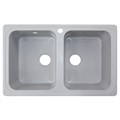 Кухонная мойка AZARIO Alba 780x490x190 двойная, искусственный мрамор, сифон в комплекте, цвет серый (CS00105219) CS00105219