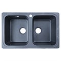 Кухонная мойка AZARIO Alba 780x490x190 двойная, искусственный мрамор, сифон в комплекте, цвет черный (CS00105217) CS00105217