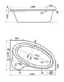 Ванна акриловая Santek Эдера асимметричная 170х110, правосторонняя, белая 1.WH11.1.994