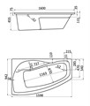 Ванна акриловая Santek МАЙОРКА XL асимметричная 160х95 левосторонняя белая 1.WH11.1.991