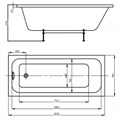 Ванна акриловая Azario BELLA 120*70 см, пристенная, прямоугольная, белый (AV.0020120) AV.0020120