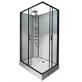 Душевая кабина Loranto NEO 120x80x(190+15) с низким поддоном 15см, прозрачное закаленное стекло 5 мм, задние стеклянные стенки белые, профиль черный-матовый (CS-21813) CS-21813