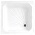 Поддон Loranto стальной, квадратный 70х70х15 толщина стали 0,9 мм, отверстие для слива 5 см, белый (LG700B) LG700B