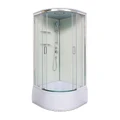 Душевая кабина Loranto NEO 90x90x(170+38) с высоким поддоном 38см, прозрачное закаленное стекло 4 мм, задние стеклянные стенки белые, с двумя полками, профиль серебро (CS-22011) CS-22011