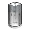 Душевая кабина Loranto NEO 100x100x(190+15) с низким поддоном 15см, прозрачное закаленное стекло 5 мм, задние стеклянные стенки белые, профиль черный-матовый (CS-21811-100) CS-21811-100