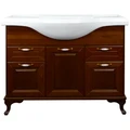 Комплект Пандора Тумба 1050 темный орех (массив Бук) с раковиной Classic 105 (Кировит) (2 места) CS00075994