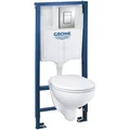 39586000 Solido Compact 5 в 1 Система инсталляции: подвесной унитаз Bau Ceramic с сиденьем микролифт, клавишей Skate Cosmo и шумоизоляцией(115628) 39586000