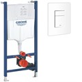 Система инсталляции для подвесного унитаза GROHE Solido в комплекте с белой накладной панелью смыва Even (38971000T+38966SH0T) 38971000T+38966SH0T