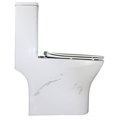 Унитаз-моноблок Azario Terni 350х670х760 напольный, безободковый, горизонтальный слив, сиденье дюропласт микролифт, цвет - белый мрамор (AZ-8618M) AZ-8618M