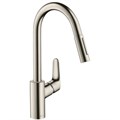 Hansgrohe 31815800 Focus Смеситель для кухни однорычажный, с выдвижным душем, 1/2, под сталь 31815800