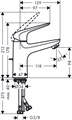 Смеситель для раковины Hansgrohe Novus, со сливным гарнитуром, однорычажный, хром (71030000) 71030000