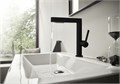 Смеситель для раковины Hansgrohe Finoris со сливным гарнитуром, вытяжной излив, керамический картридж, черный матовый (76063670) 76063670