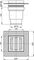 APV13 Сливной трап 150 × 150/110, подводка – прямая, решетка – нержавеющая сталь, воротник – 2-х уровневая изоляция, гидрозатвор – мокрый APV13