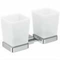 Стакан для зубных щеток Ideal Standard IOM Square двойной, матовое стекло, с крепежом, хром (E2205AA) E2205AA