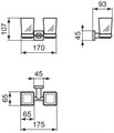 Стакан для зубных щеток Ideal Standard IOM Square двойной, матовое стекло, с крепежом, хром (E2205AA) E2205AA