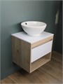 Тумба подвесная с раковиной для ванной 55 см Teymi Ritta корпус дуб фасад белый раковина Lina kuppi D40 F03288 1211511