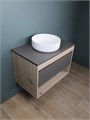 Тумба подвесная с раковиной для ванной 75 см Teymi Ritta корпус дуб фасад графит раковина Lina D35 F03422 1211645