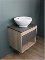 Тумба подвесная с раковиной для ванной 55 см Teymi Ritta корпус дуб фасад графит раковина Lina kuppi D40 F03311 1211534